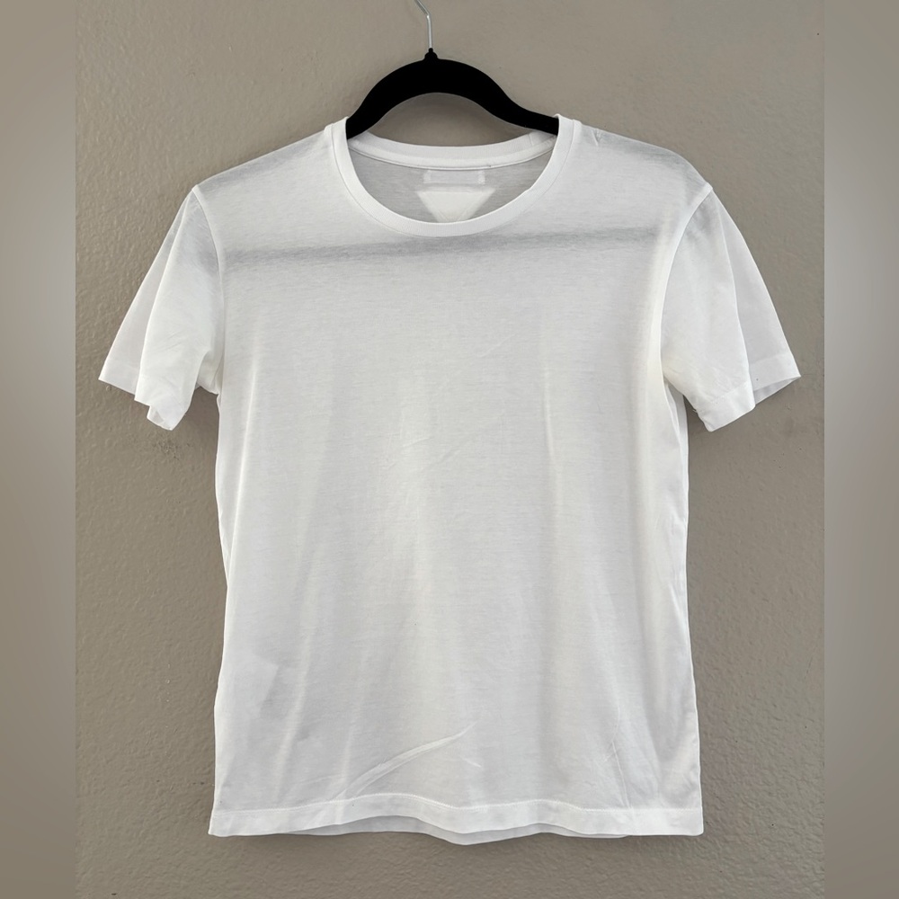 PRADA Women’s White Cotton Jersey Crew Neck T-Shirt Size Small
